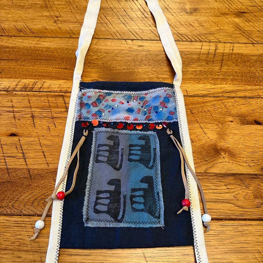 South African Handmade Dyed and Beaded Crossbody Bag